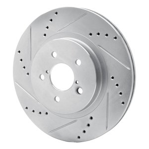 Subaru Impreza Brake Rotor (1) - Front Left - R1 Concepts - Drilled & Slotted - Silver - `17-`23